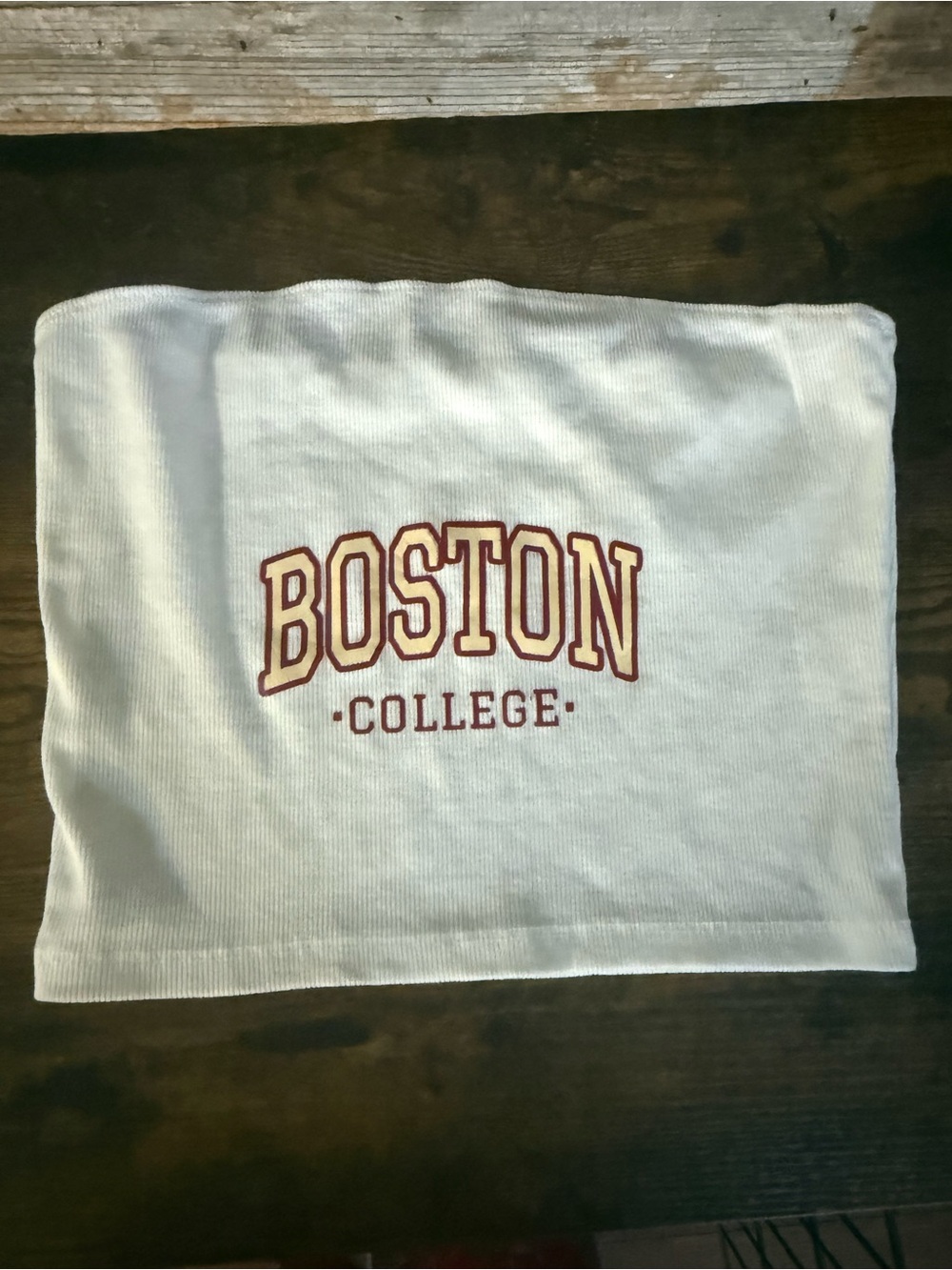 Boston College White Tube Top with Maroon Logo